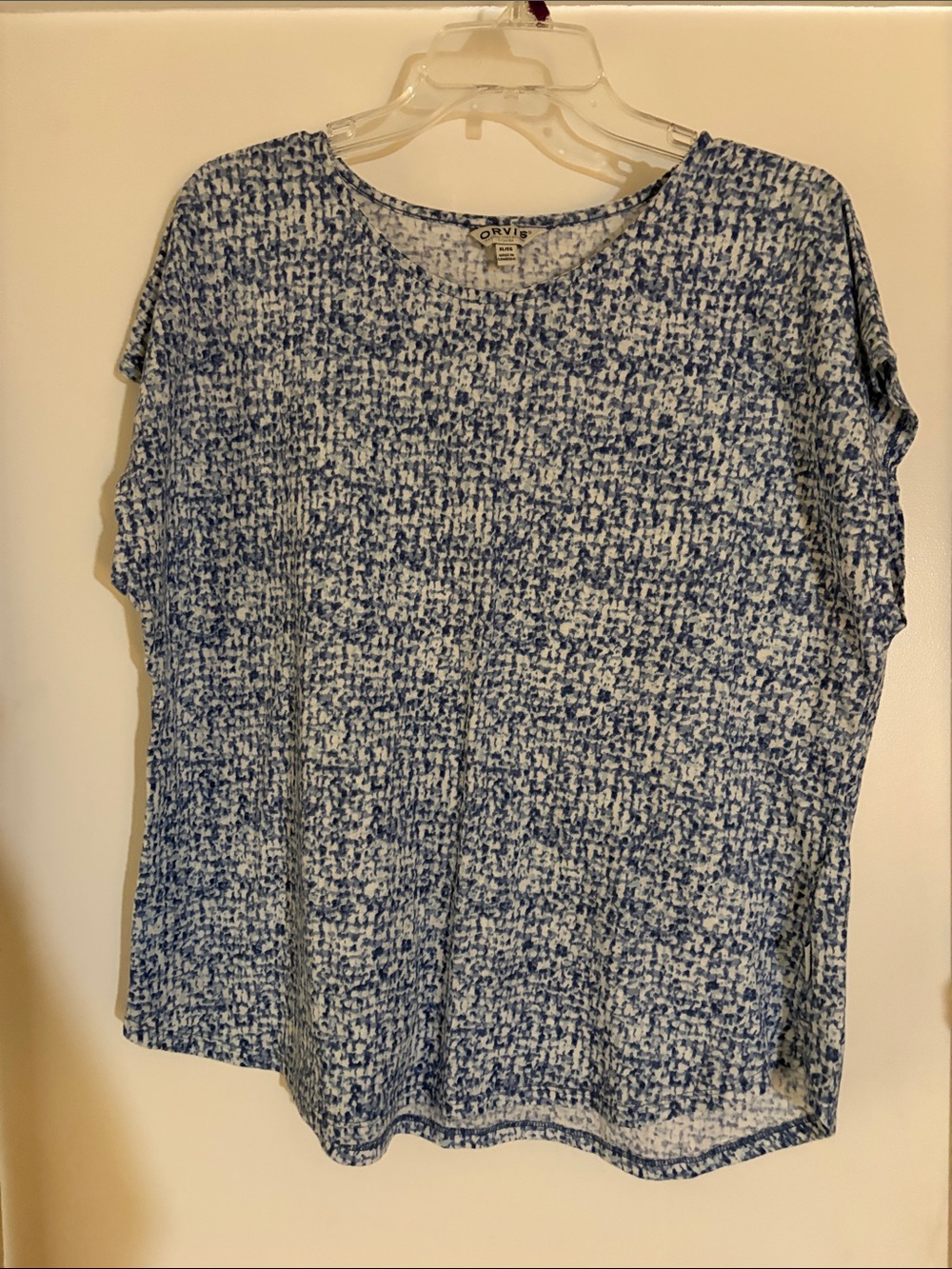 Orvis Blue White Speckled Short Sleeve Tee Women’s size XL